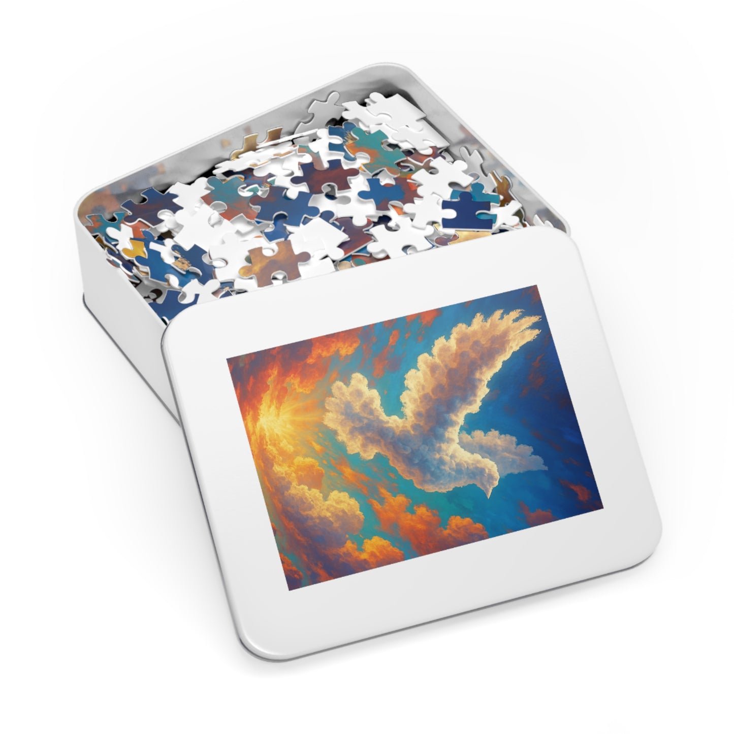 Jigsaw Puzzle: Cloud Dove Sunset Scene Inspirational Game Christian Puzzle Spiritual Jigsaw Religious Puzzle