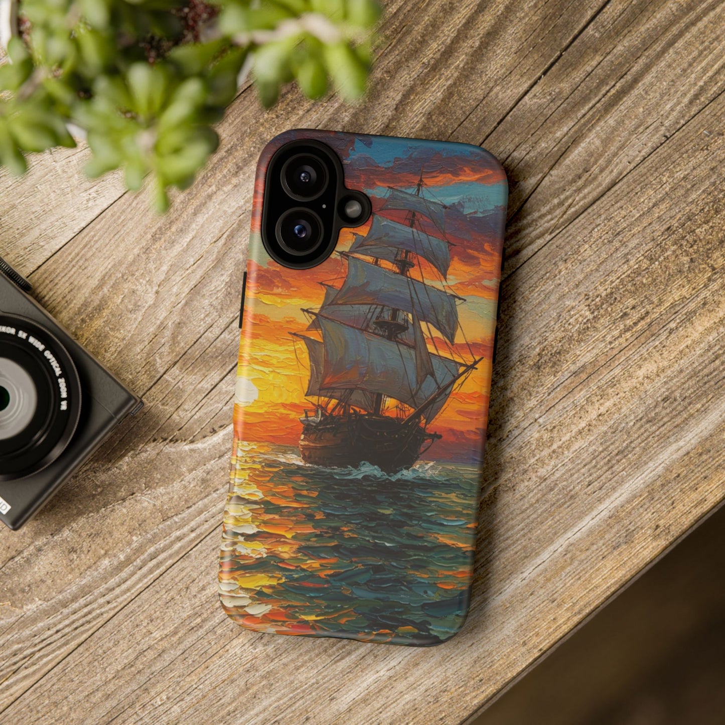iPhone Case - Ship Sailing at Sunset Design