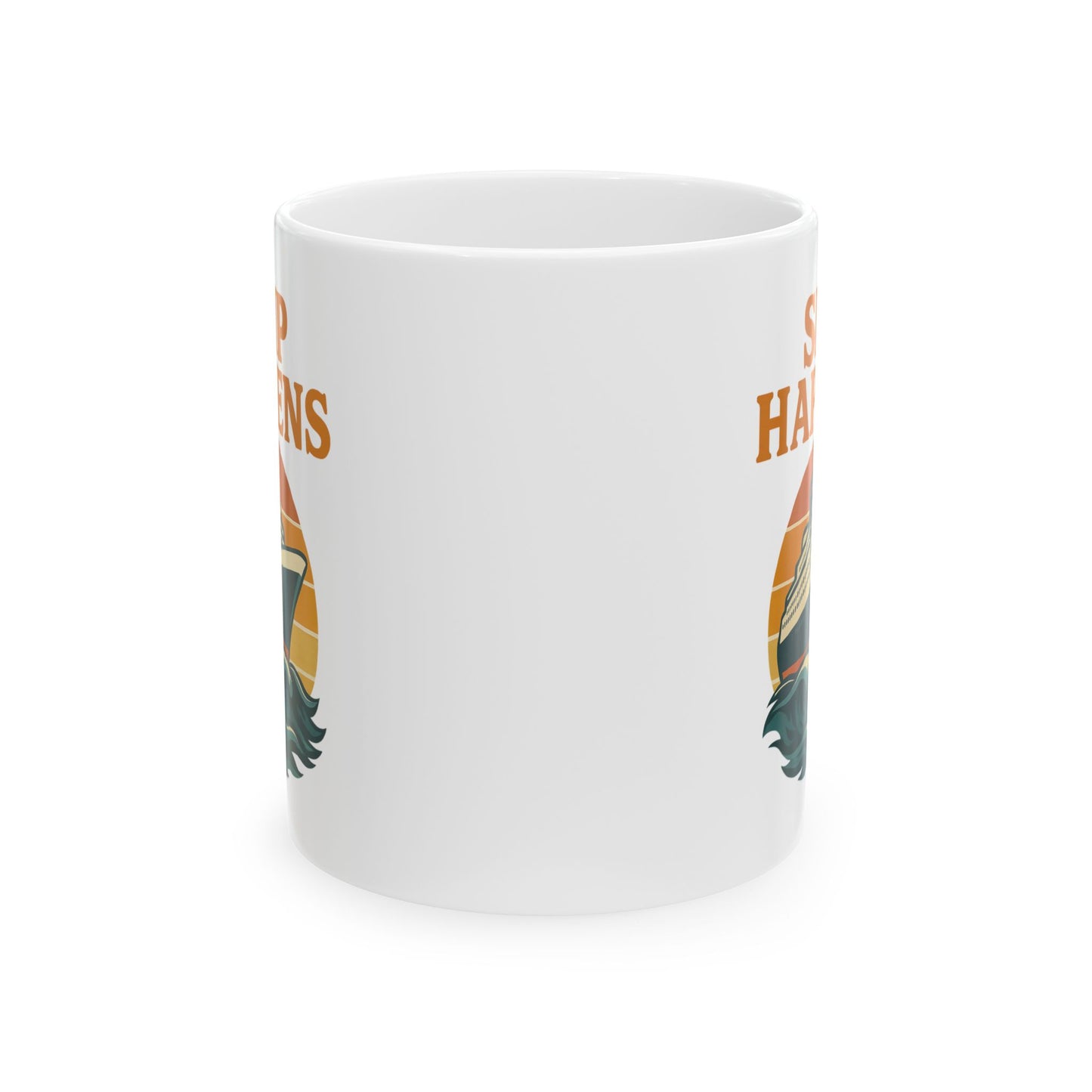 Ceramic Mug - Ship Happens Sunset Design Cruise Cup Cruise Mug Nautical Decor Drinking Accessory for Travel Lovers