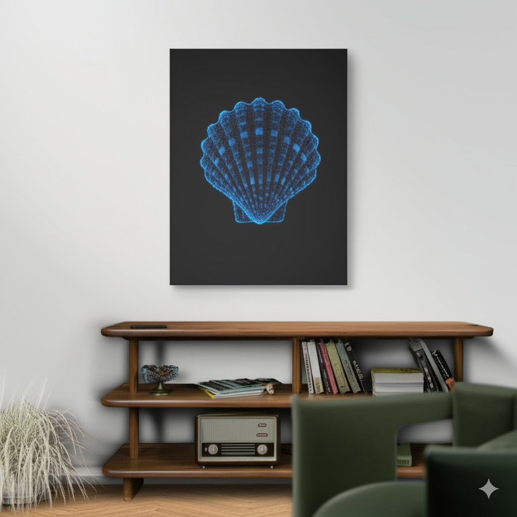 Blue Shell Canvas Art – Ocean-Inspired Home Decor
