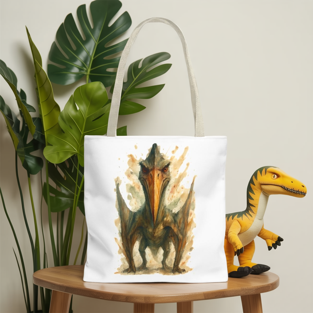 Quetzalcoatlus Tote Bag | Dinosaur Art Canvas Shopper | Prehistoric Pterosaur Gift for Dino Lovers | Eco-friendly Reusable Bag Jurassic Tote