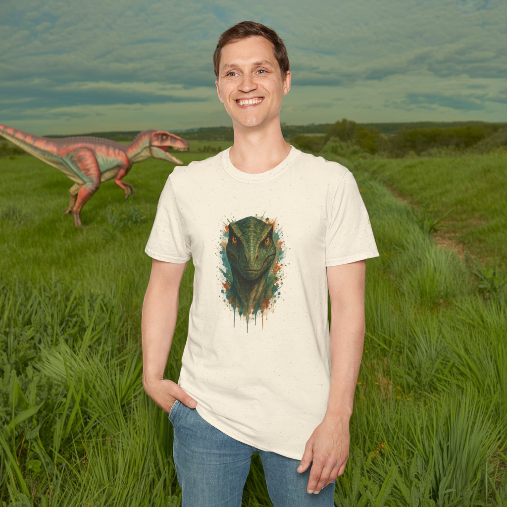 Watercolor Velociraptor T-Shirt | Dinosaur Lover Gift | Artistic Paleo Tee - Unique Dino Art Tee for Men Women Jurassic Apparel