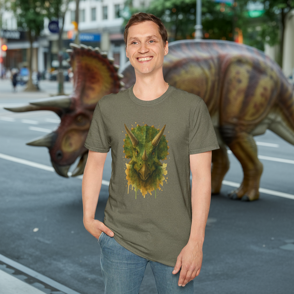 Watercolor Triceratops Dinosaur Shirt | Prehistoric Dino Tee for Women Men and Kids | Unique Gift, Nature Lover T-Shirt