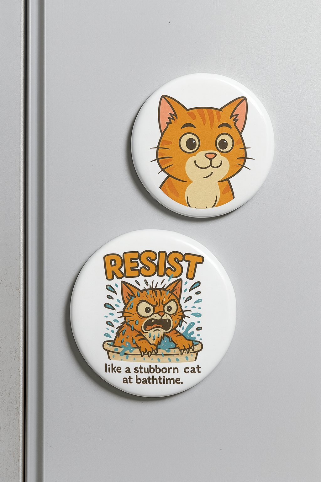Resist Like a Stubborn Cat Magnet - Funny Cat Bath Time Quote - Humorous Kitchen Decor - Fridge Magnet Gift for Cat Lovers