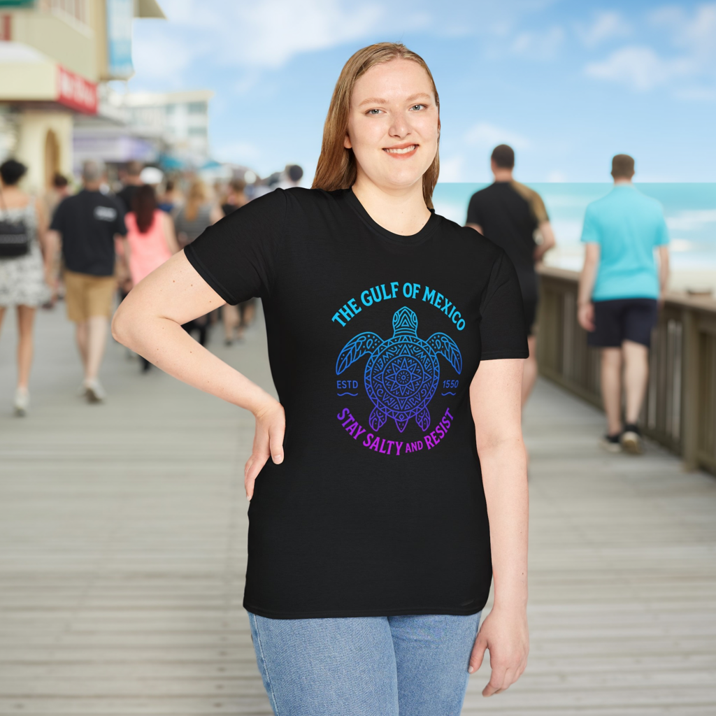 Neon Line Y2K Gulf of Mexico Sea Turtle Tee - Retro 2000s Rave Shell Shirt - Vaporwave Festival Techwear T-Shirt - Ocean Neon Streetwear
