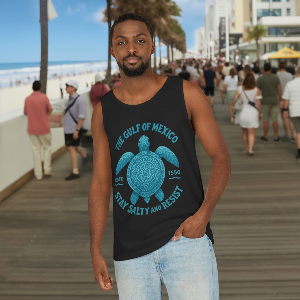 Gulf of Mexico Turtle Tank - Stay Salty and Resist Sea Turtle Tee, Beach Vacation Tank Top, Ocean Lover Gift, Summer 2025 Nautical Shirt