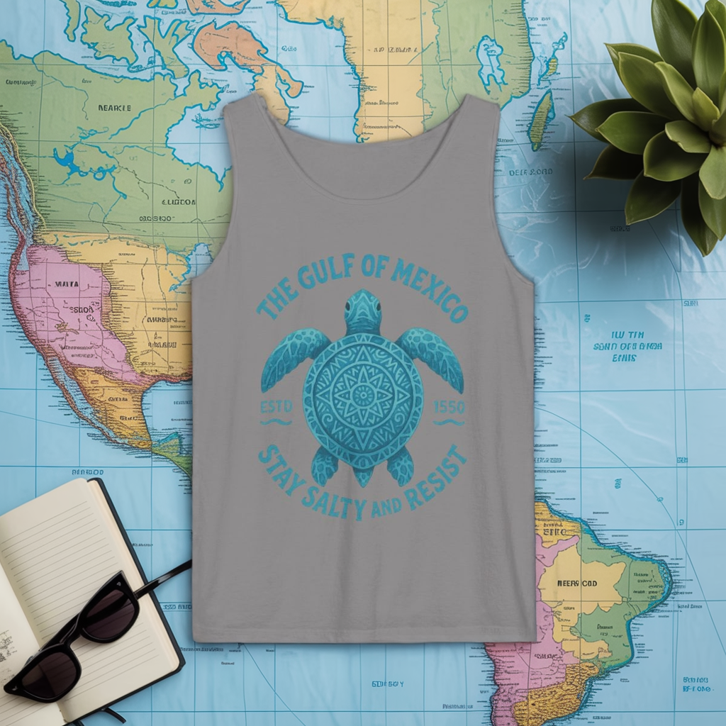 Gulf of Mexico Turtle Tank - Stay Salty and Resist Sea Turtle Tee, Beach Vacation Tank Top, Ocean Lover Gift, Summer 2025 Nautical Shirt