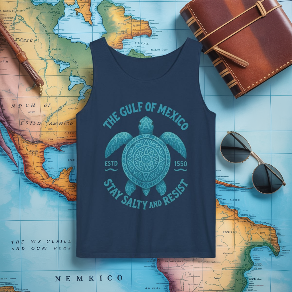Gulf of Mexico Turtle Tank - Stay Salty and Resist Sea Turtle Tee, Beach Vacation Tank Top, Ocean Lover Gift, Summer 2025 Nautical Shirt