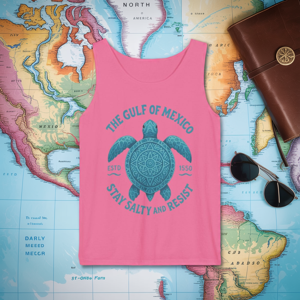 Gulf of Mexico Turtle Tank - Stay Salty and Resist Sea Turtle Tee, Beach Vacation Tank Top, Ocean Lover Gift, Summer 2025 Nautical Shirt
