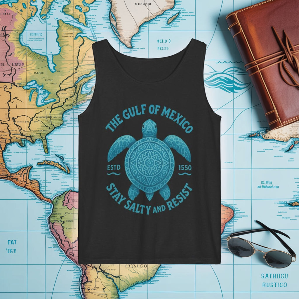 Gulf of Mexico Turtle Tank - Stay Salty and Resist Sea Turtle Tee, Beach Vacation Tank Top, Ocean Lover Gift, Summer 2025 Nautical Shirt