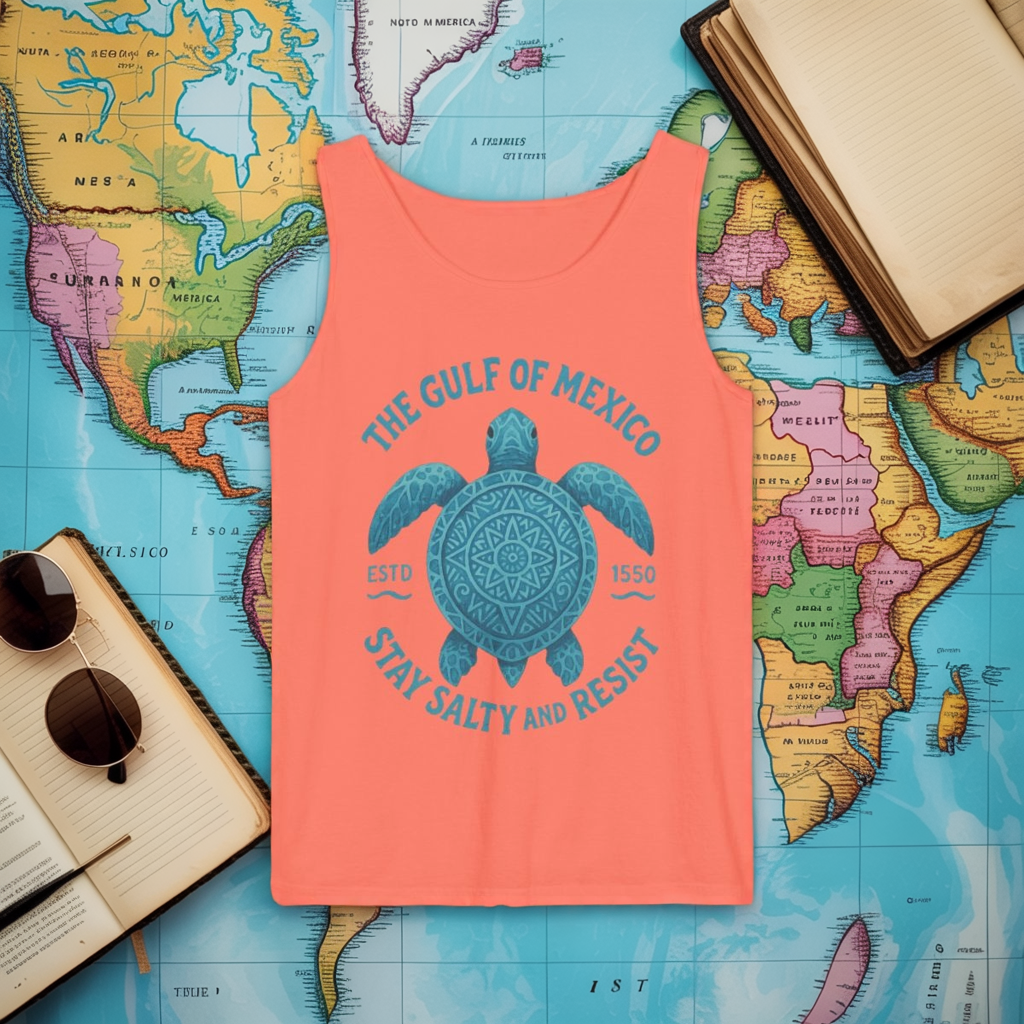 Gulf of Mexico Turtle Tank - Stay Salty and Resist Sea Turtle Tee, Beach Vacation Tank Top, Ocean Lover Gift, Summer 2025 Nautical Shirt