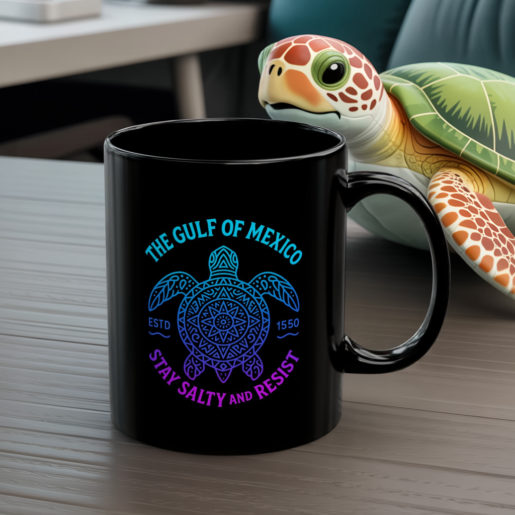 Gulf of Mexico Sea Turtle Mug - Stay Salty and Resist - Ocean Conservation Gift - Coastal Pride Coffee Cup - Nautical Vibes