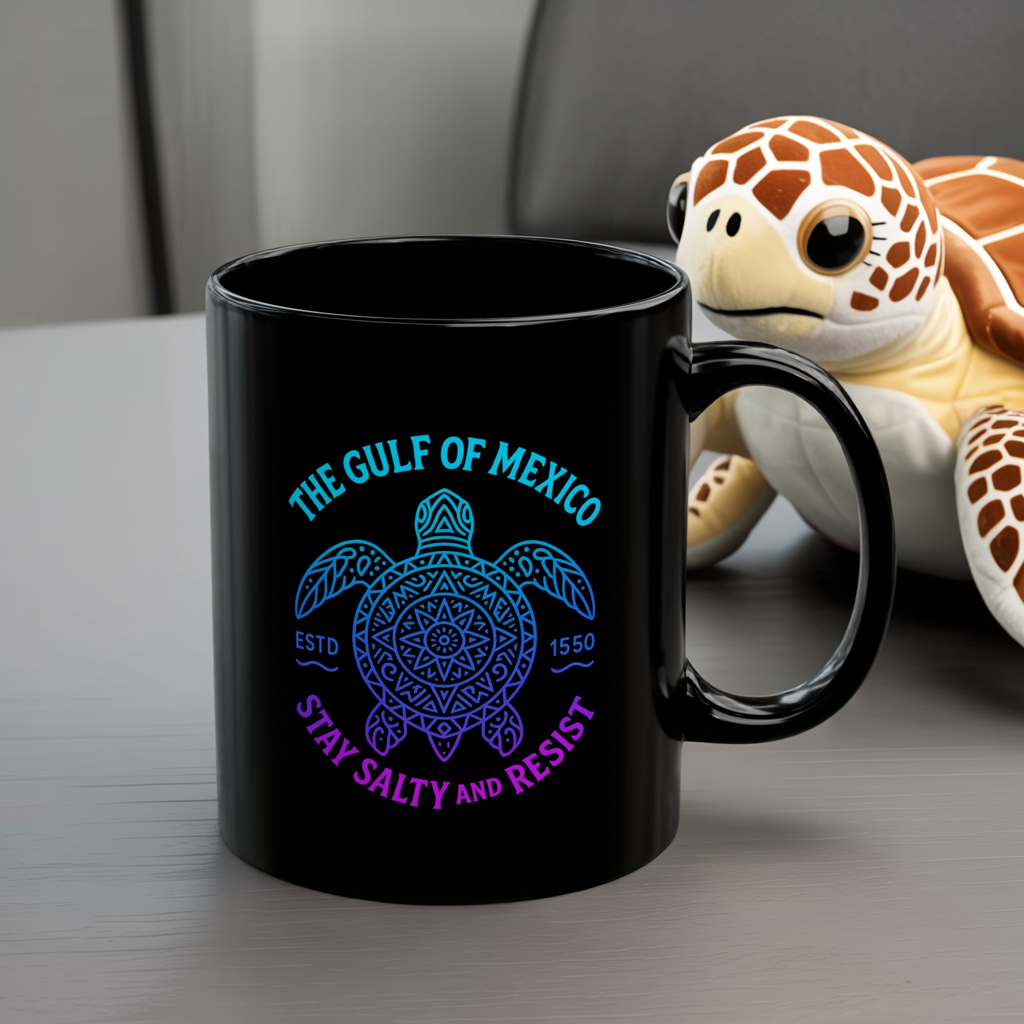 Gulf of Mexico Sea Turtle Mug - Stay Salty and Resist - Ocean Conservation Gift - Coastal Pride Coffee Cup - Nautical Vibes