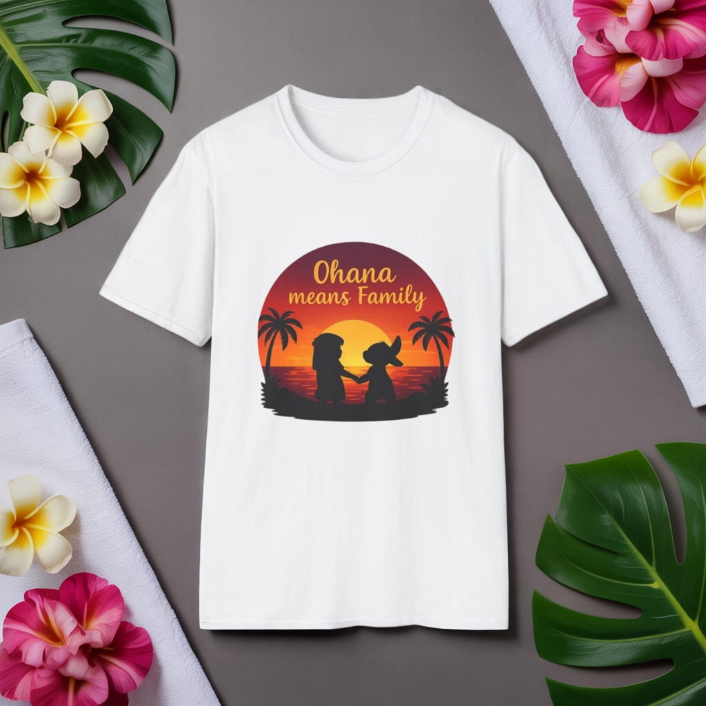 Ohana Means Family Shirt - Cute Sunset Graphic Tee, Hawaiian Family Quote Shirt, Family Inspired T-Shirt, Matching Vacation Outfit