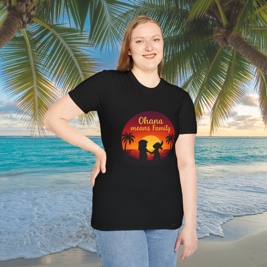 Ohana Means Family Shirt - Cute Sunset Graphic Tee, Hawaiian Family Quote Shirt, Family Inspired T-Shirt, Matching Vacation Outfit