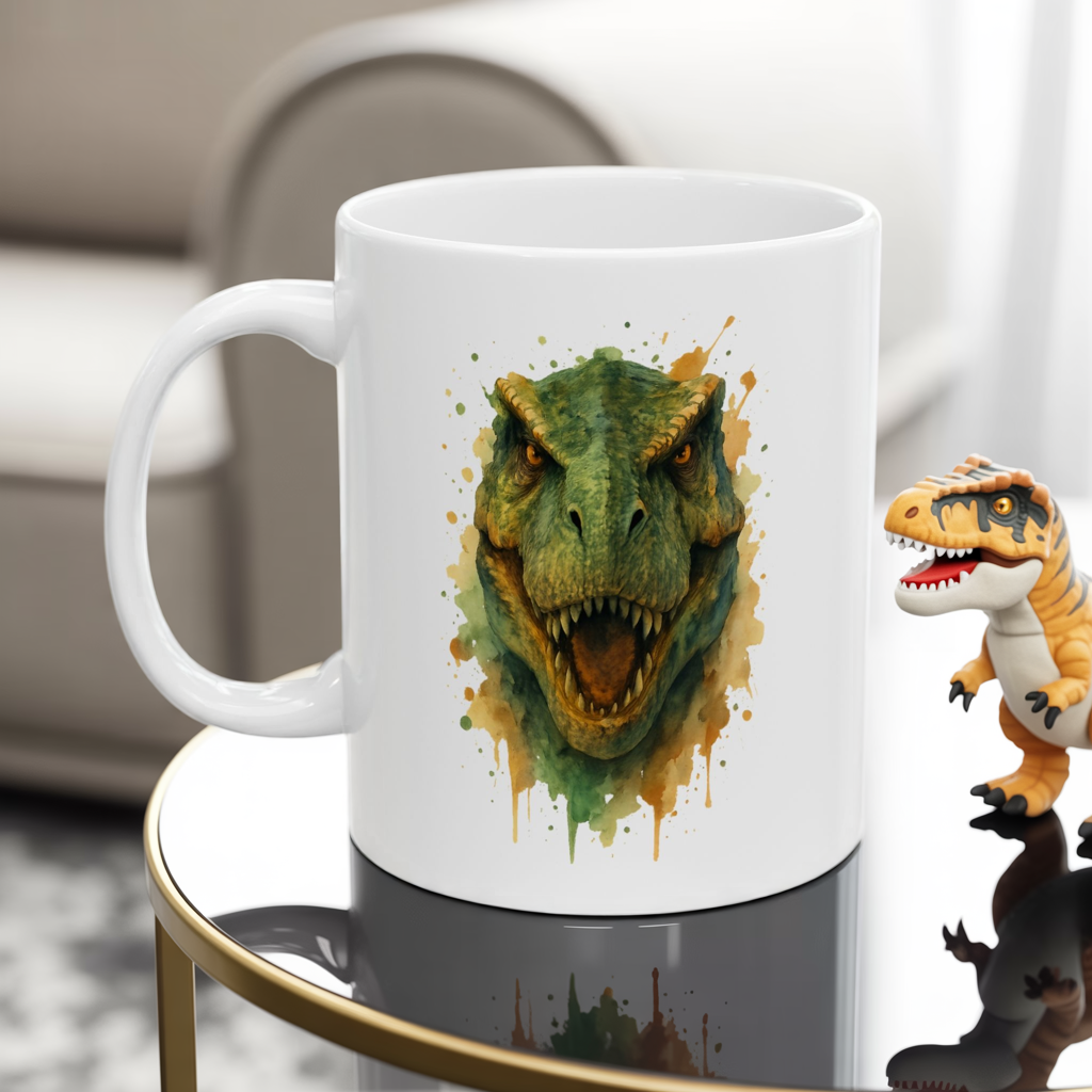 T-Rex Dinosaur Mug – Roaring T‑Rex Coffee Cup 11oz & 15oz | Jurassic Gift for Dino Lovers | Scary Dinosaur Kitchen Decor Mug
