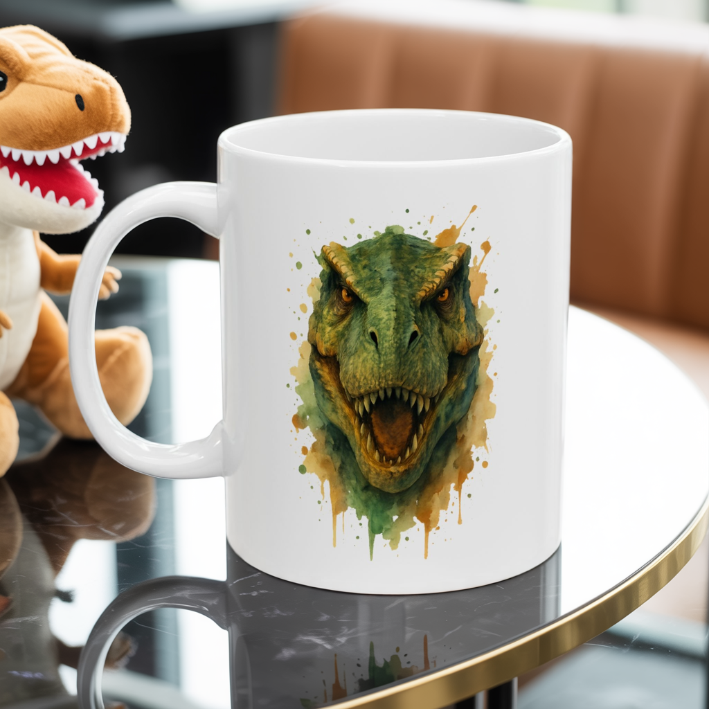 T-Rex Dinosaur Mug – Roaring T‑Rex Coffee Cup 11oz & 15oz | Jurassic Gift for Dino Lovers | Scary Dinosaur Kitchen Decor Mug