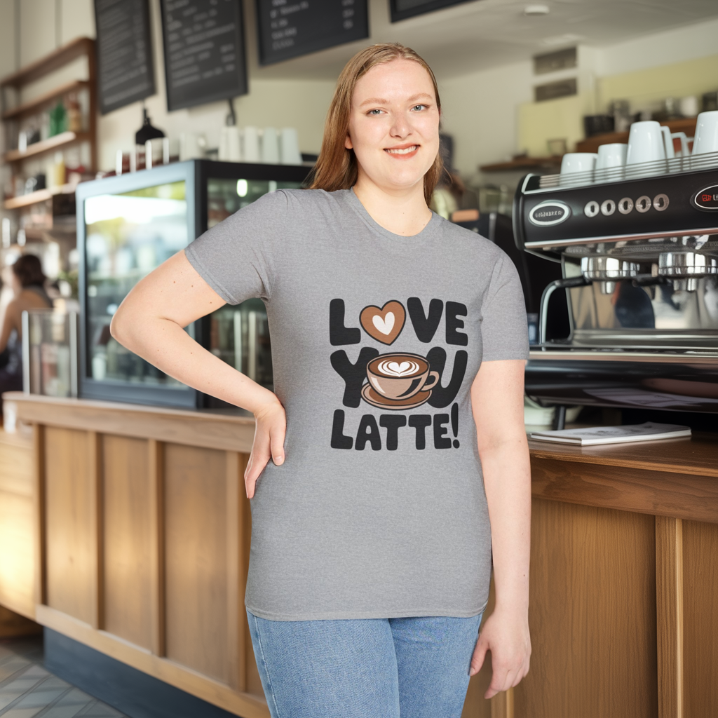 Love You Latte T‑Shirt – Cute Coffee Pun Tee | Latte Lover Gift | Coffee Humor Graphic Tee | Unisex Soft Cotton Coffee Shirt