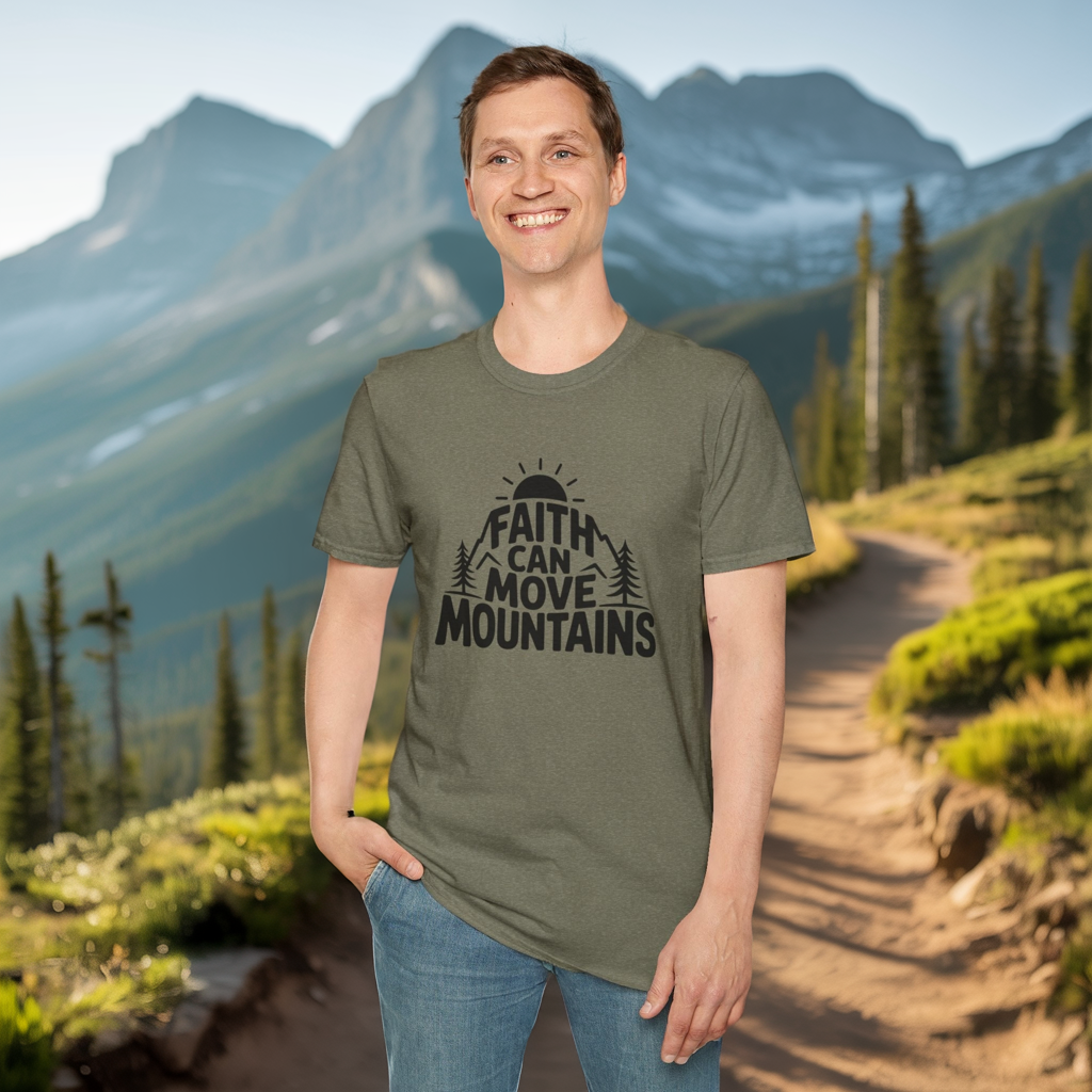 Faith Can Move Mountains T-Shirt | Christian Inspirational Mountain Tee | Boho Nature Faith Graphic Shirt | Gospel Verse Gift for Believers