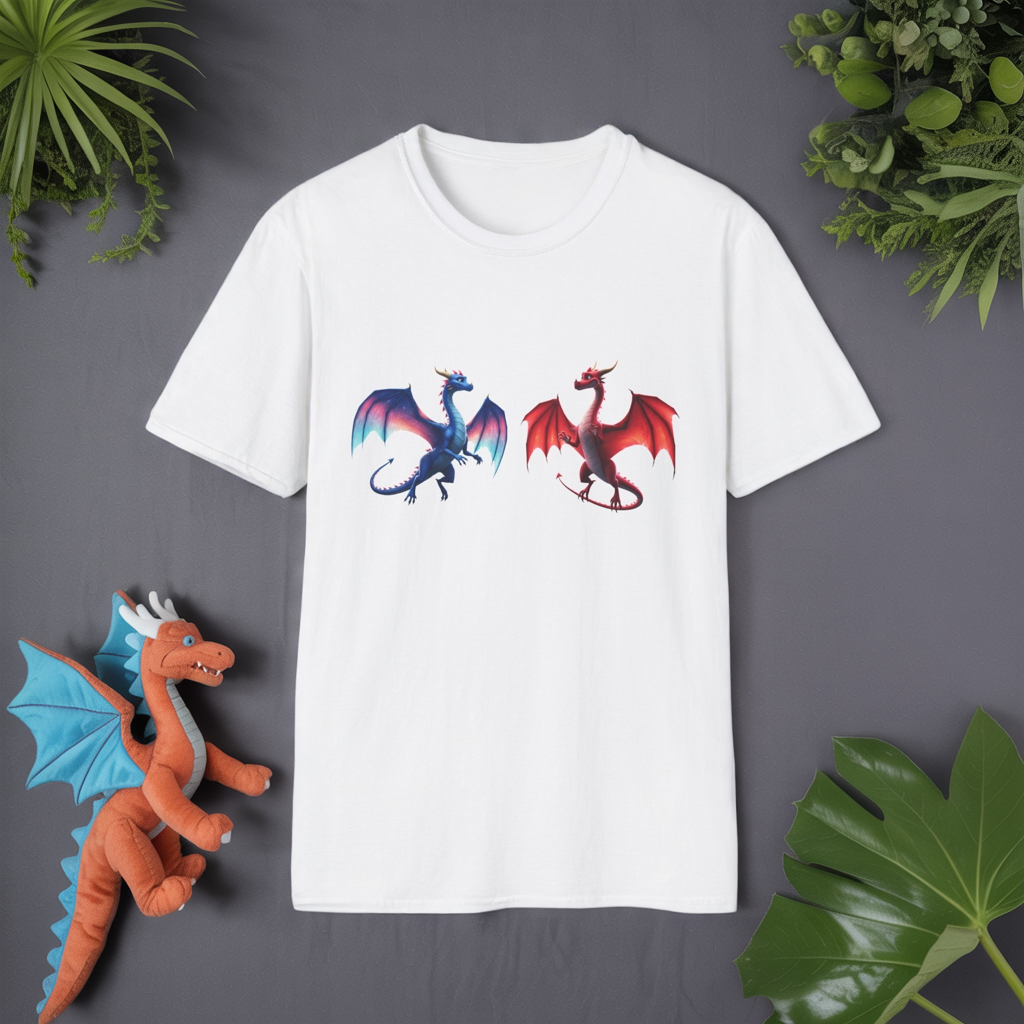 Dragon Duel Fantasy T-Shirt | Fire & Ice Dragon Graphic Tee | Unisex Gamer Shirt | DnD Gift | Cool Mythical Creature Shirt