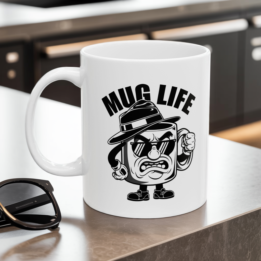 Funny “Mug Life” Coffee Mug 11 oz or 15 oz Ceramic – Humorous Mug Life Gift for Coffee Lovers, Tea Fans, Sarcastic Quote Mug