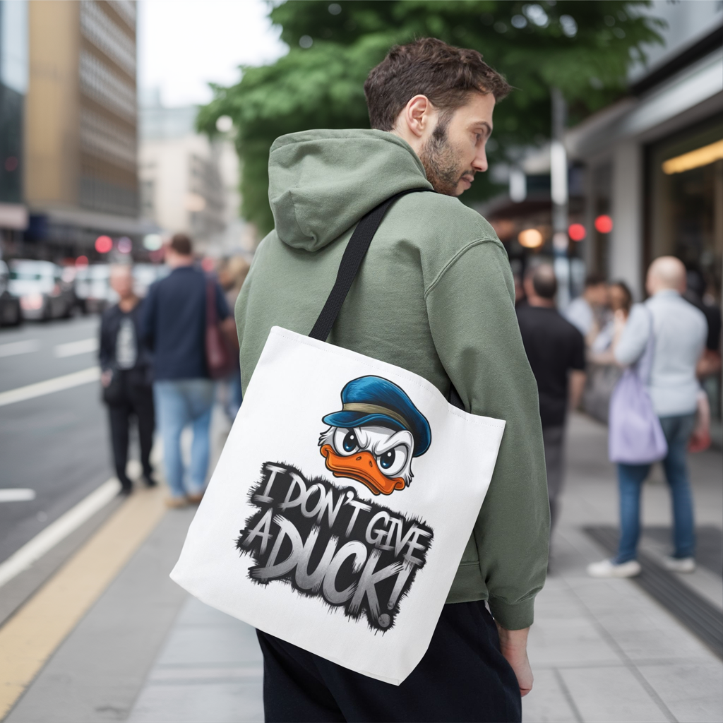 Funny Grumpy Duck Tote Bag | I Don’t Give A Duck Canvas Tote | Eco Reusable Cotton Gift Tote | Cute Animal Humor Market Bag