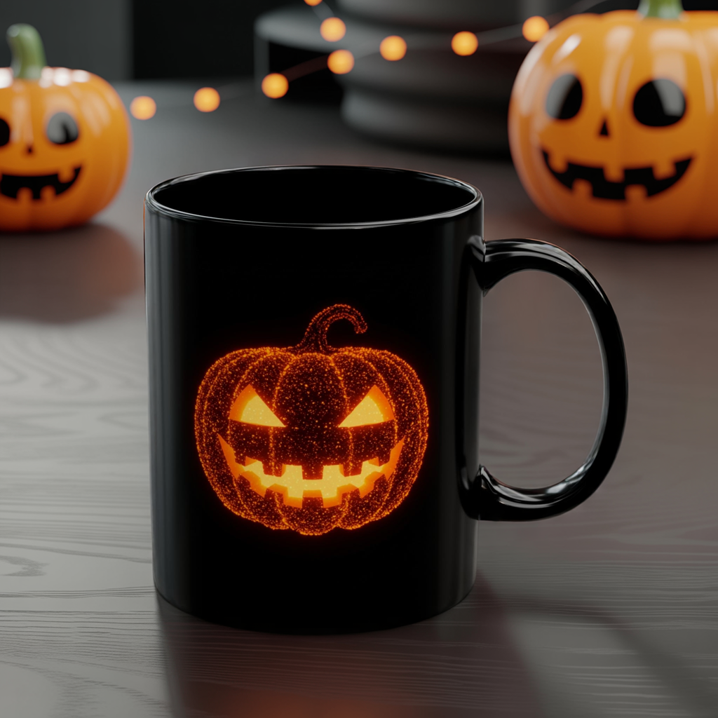Glowing Jack-o'-Lantern Halloween Mug | Bioluminescent-Inspired Pumpkin Design | Spooky Coffee Cup | 11oz 15oz Fall Gift Idea