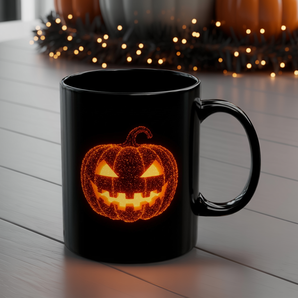 Glowing Jack-o'-Lantern Halloween Mug | Bioluminescent-Inspired Pumpkin Design | Spooky Coffee Cup | 11oz 15oz Fall Gift Idea
