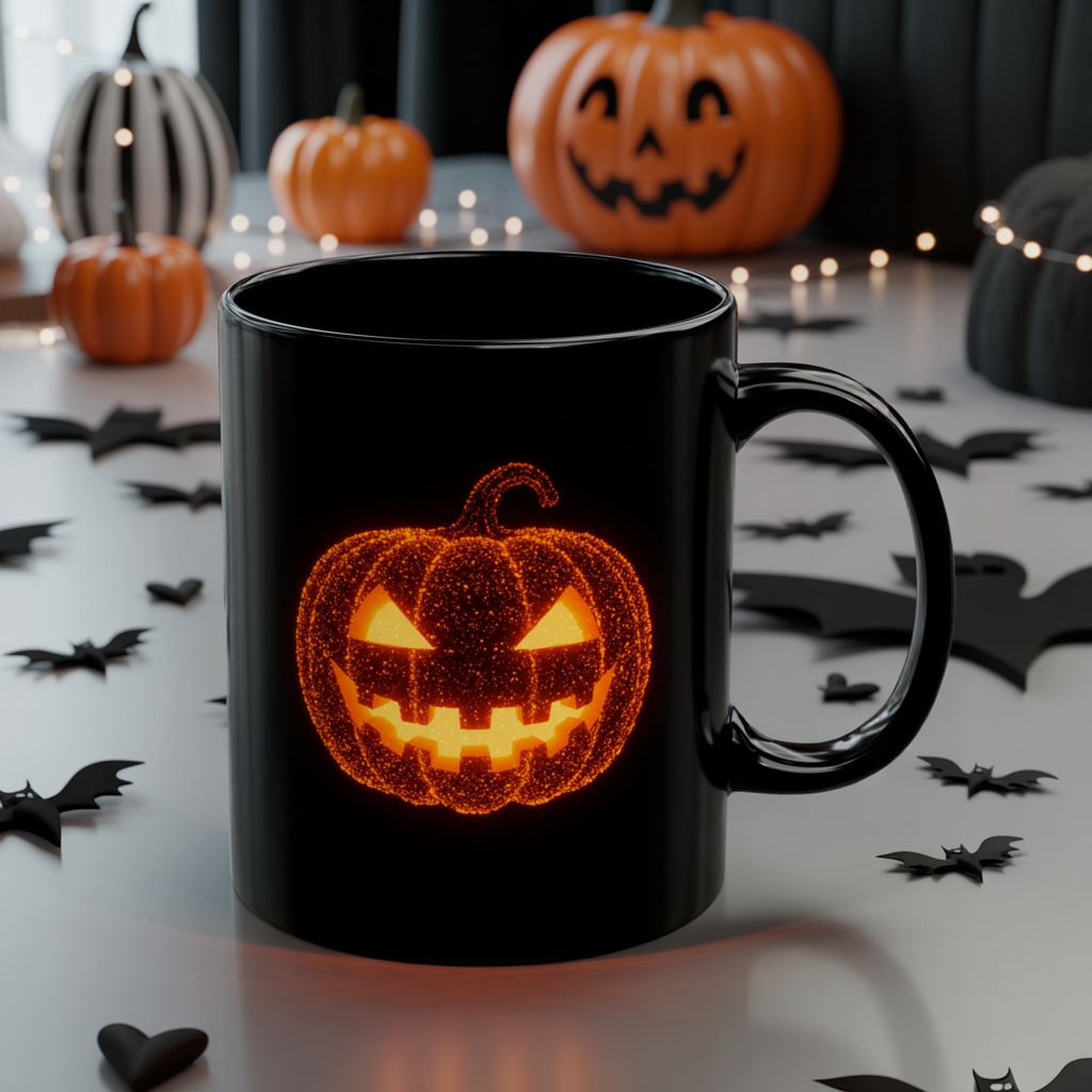 Glowing Jack-o'-Lantern Halloween Mug | Bioluminescent-Inspired Pumpkin Design | Spooky Coffee Cup | 11oz 15oz Fall Gift Idea
