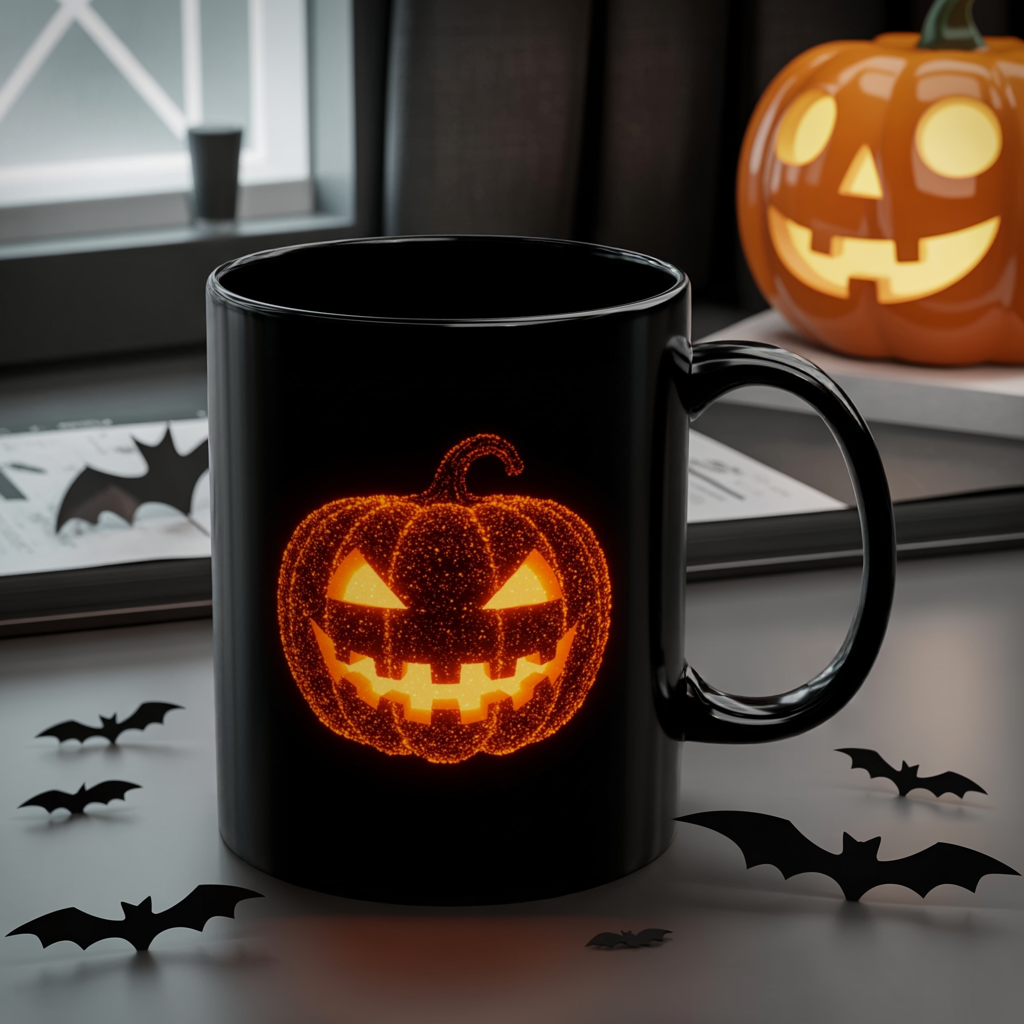 Glowing Jack-o'-Lantern Halloween Mug | Bioluminescent-Inspired Pumpkin Design | Spooky Coffee Cup | 11oz 15oz Fall Gift Idea