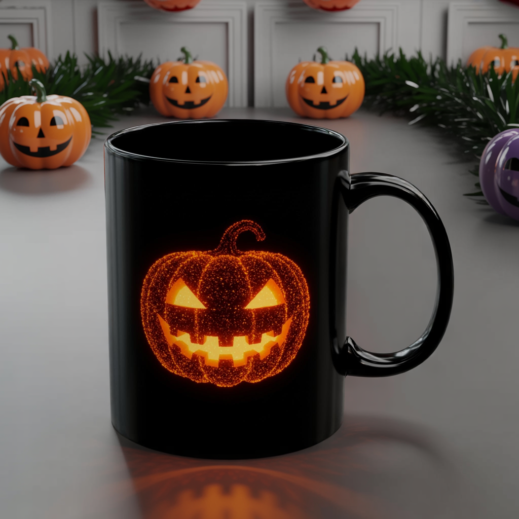 Glowing Jack-o'-Lantern Halloween Mug | Bioluminescent-Inspired Pumpkin Design | Spooky Coffee Cup | 11oz 15oz Fall Gift Idea