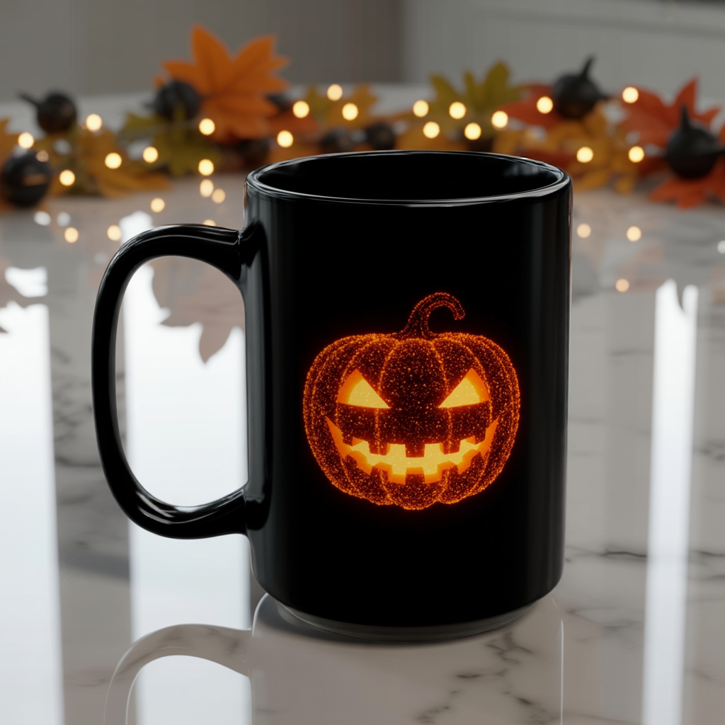 Glowing Jack-o'-Lantern Halloween Mug | Bioluminescent-Inspired Pumpkin Design | Spooky Coffee Cup | 11oz 15oz Fall Gift Idea