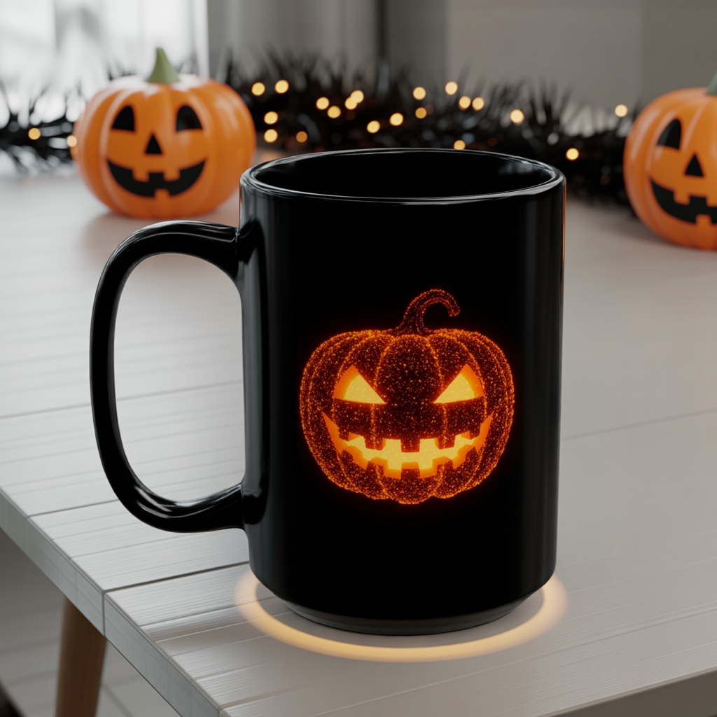 Glowing Jack-o'-Lantern Halloween Mug | Bioluminescent-Inspired Pumpkin Design | Spooky Coffee Cup | 11oz 15oz Fall Gift Idea