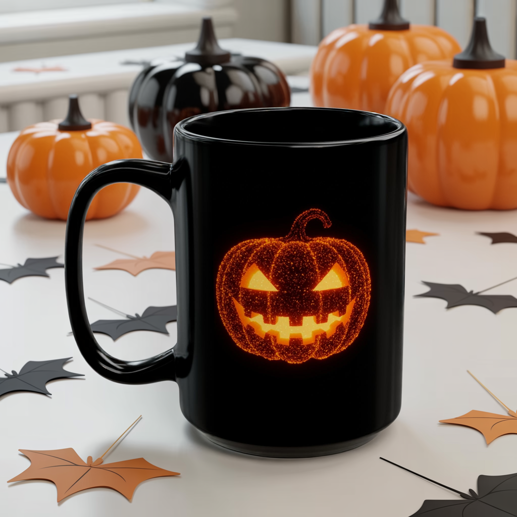 Glowing Jack-o'-Lantern Halloween Mug | Bioluminescent-Inspired Pumpkin Design | Spooky Coffee Cup | 11oz 15oz Fall Gift Idea