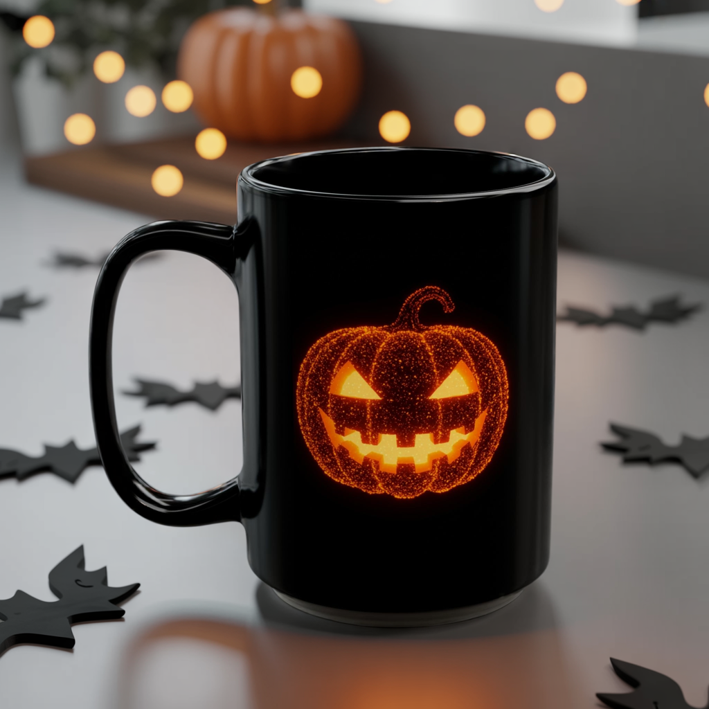 Glowing Jack-o'-Lantern Halloween Mug | Bioluminescent-Inspired Pumpkin Design | Spooky Coffee Cup | 11oz 15oz Fall Gift Idea