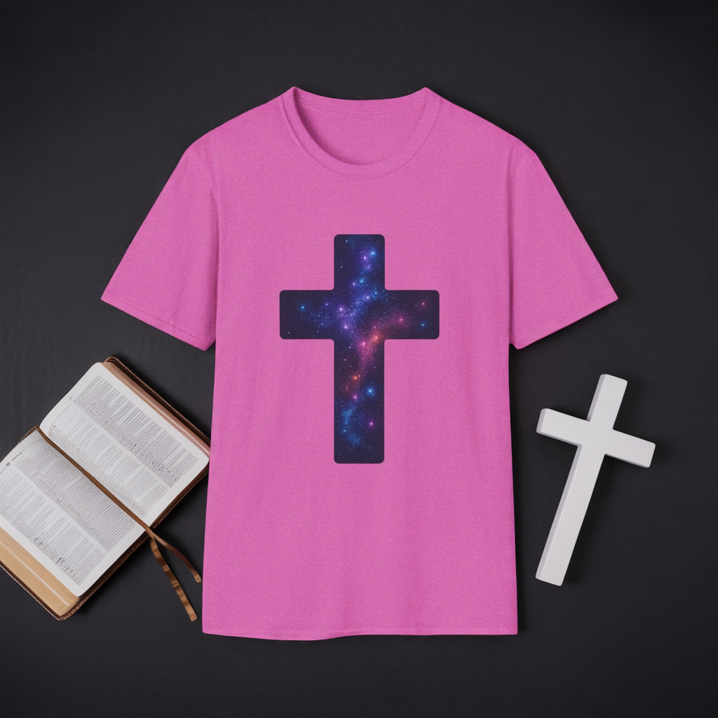 Galaxy Cross Graphic Tee | Celestial Christian Shirt, Spiritual Universe Cross T-Shirt, Faith & Astronomy Gift for Women & Men, Space Aesthetic