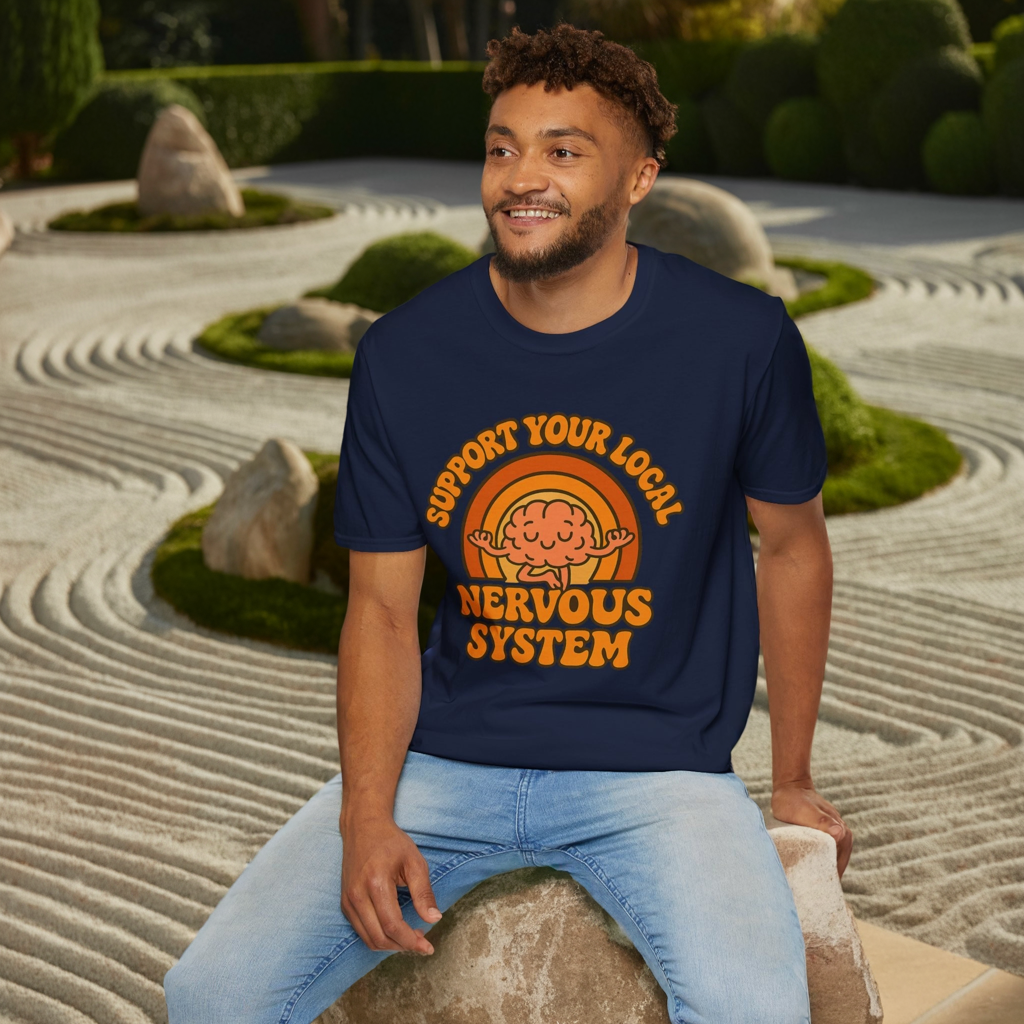 Support Your Local Nervous System T-Shirt | Funny Brain Tee, Neurodiversity Gift, Mental Health Humor Shirt, Science Geek Retro Tee