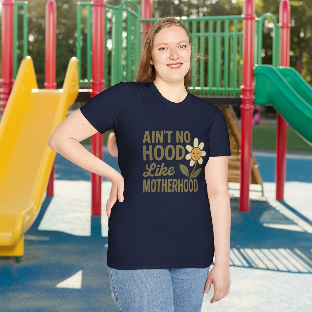 Ain’t No Hood Like Motherhood Shirt – Funny Mom Graphic Tee | Mother’s Day Gift, Cute Flower Mom Life Shirt, New Mom Present
