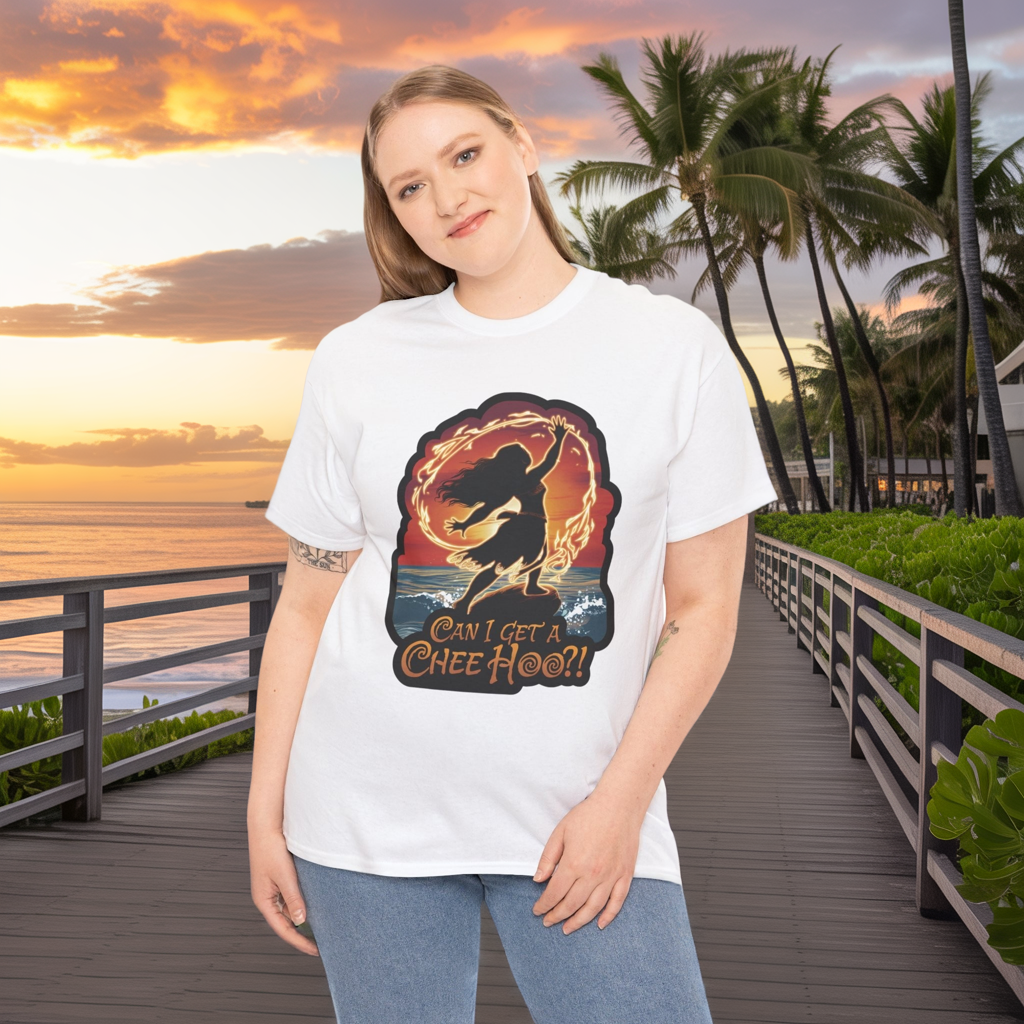 Can I Get a Chee Hoo Shirt – Hawaiian Island Vibes Tee – Hula Dancer Sunset Graphic T-Shirt – Polynesian Luau Party Unisex Top
