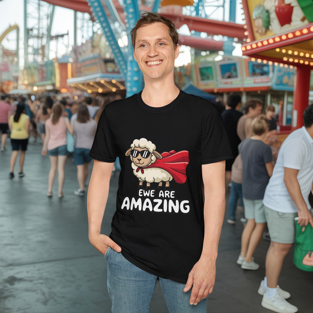 Ewe Are Amazing Funny Sheep Shirt – Cute Animal Pun T-Shirt – Superhero Lamb Graphic Tee for Farmers, Animal Lovers & Gift Giving