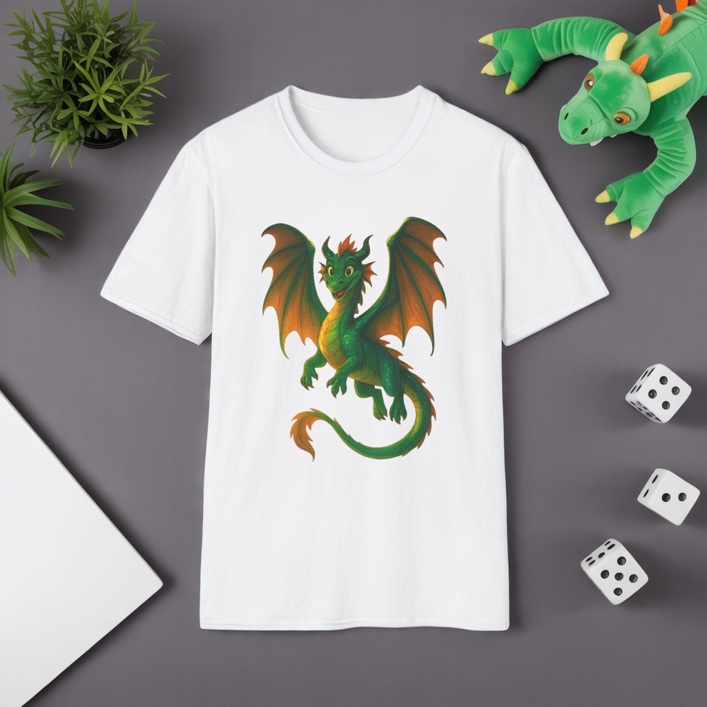 Green Dragon Fantasy T-Shirt | Unisex Mythical Creature Tee | DnD Gamer Gift | Cool Dragon Shirt | Magic RPG Nerdy Graphic Tee