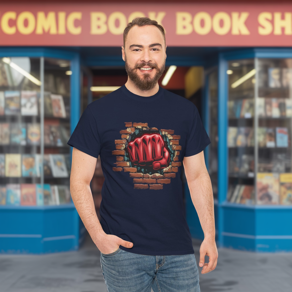Impact Fist Graphic T-Shirt – Punch Through Brick Wall Design | Bold Streetwear Tee for Fighters, Gym & Edge-Lovers