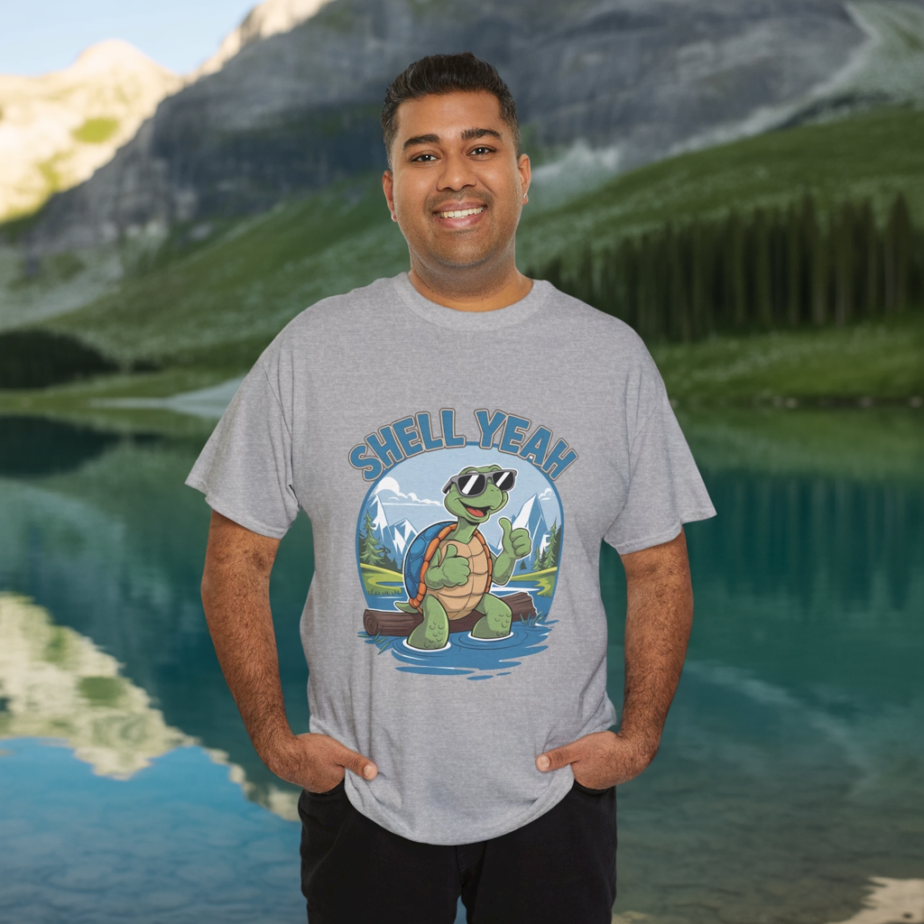 SHELL YEAH Turtle T-Shirt | Funny Cute Turtle Nature Graphic Tee | Handmade Animal Lover Gift | Eco Outdoor Adventure Shirt