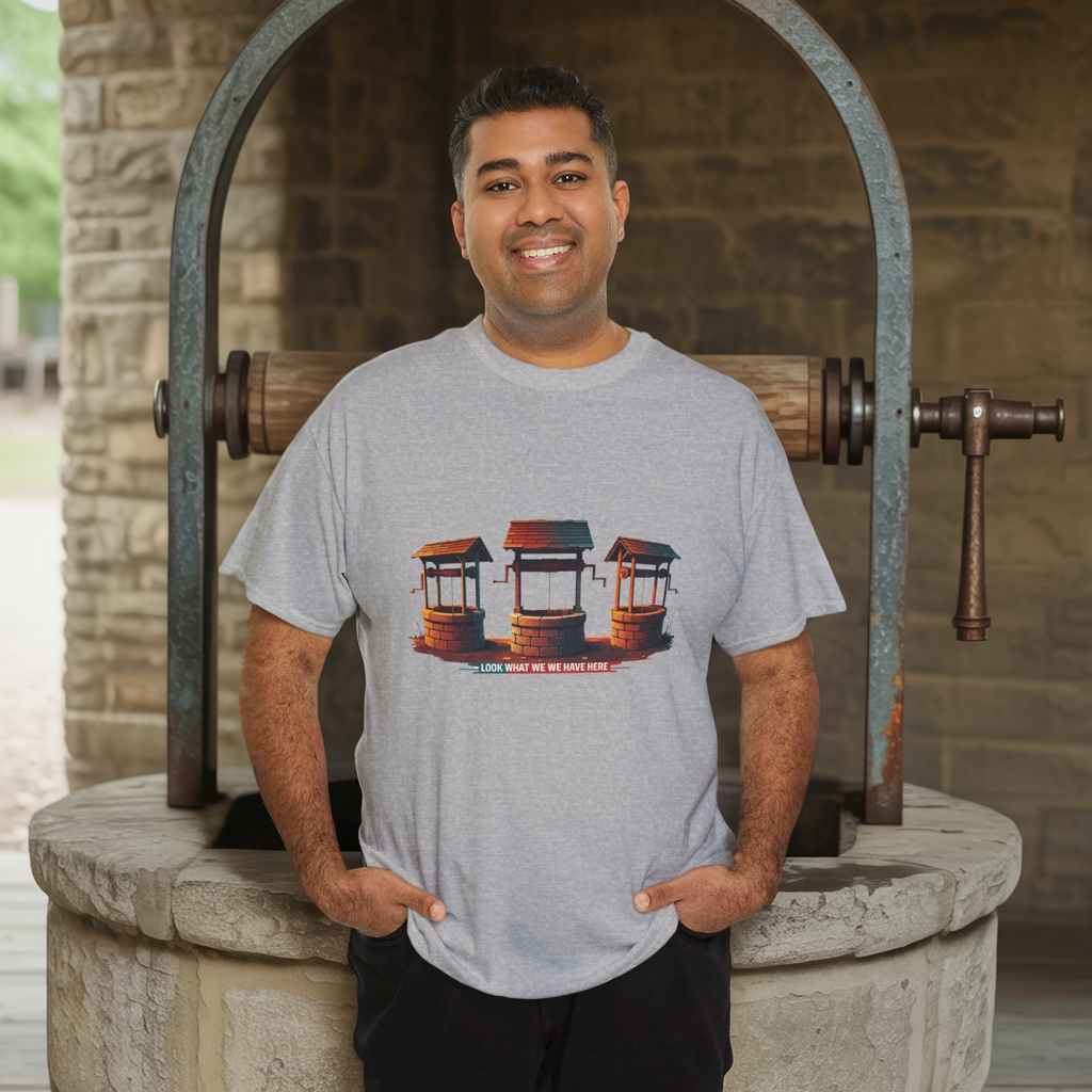 Funny “Well Well Well” T-Shirt • Pun Graphic Tee with Wishing Wells • Retro Vintage Humor Shirt • Gift for Pun Lovers & Joke Fans