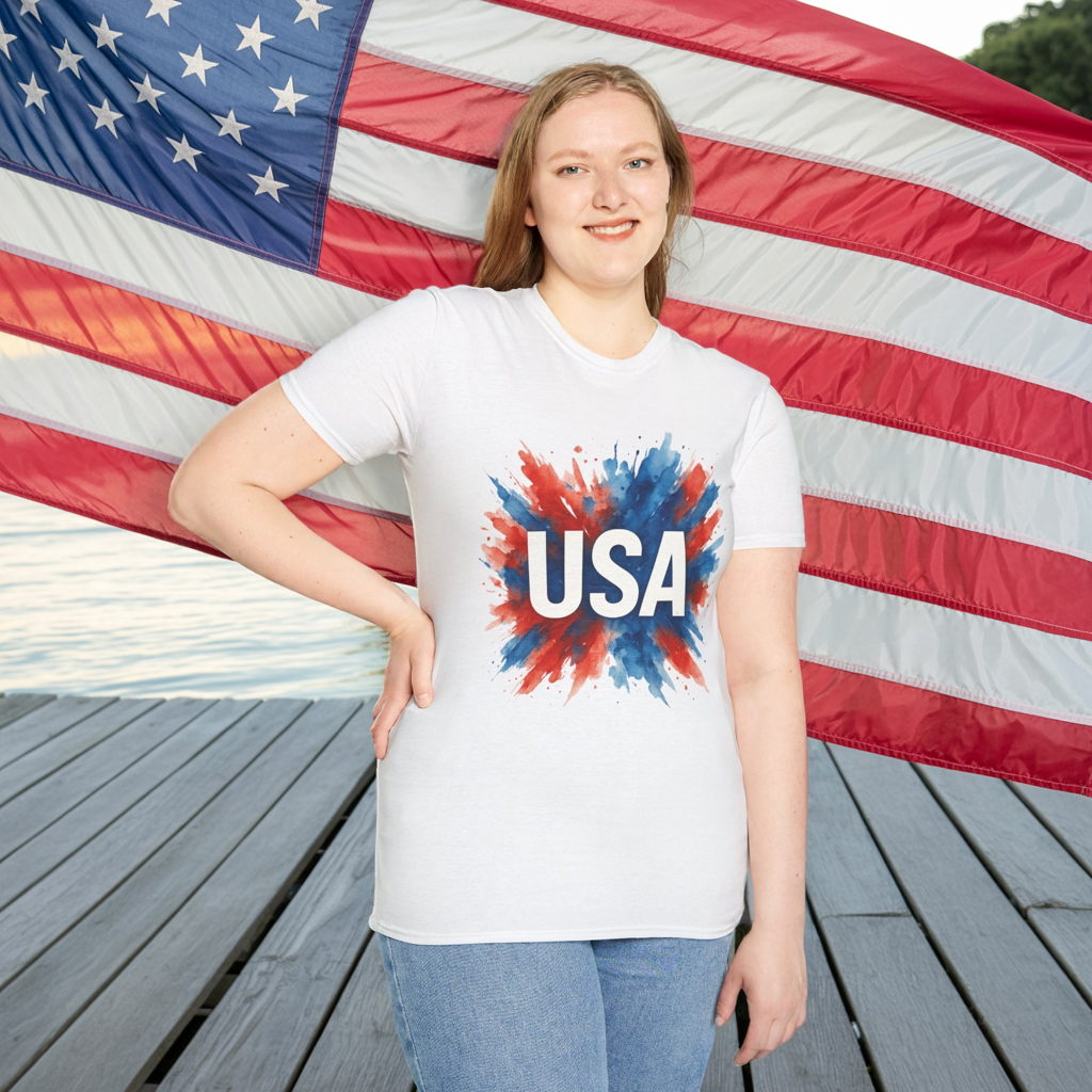 Watercolor USA T-Shirt Unisex | Red White Blue Shirt | Patriotic Graphic Tee | July 4th Shirt | Independence Day Tee | American Flag Shirt
