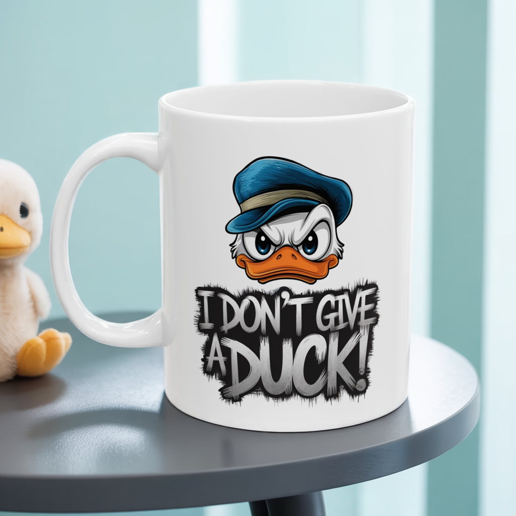I Don’t Give a Duck Mug | Sassy Duck Coffee Cup | Funny Pun Gift | Adult Humor Mug | Bold Cartoon Animal Drinkware | 11oz & 15oz