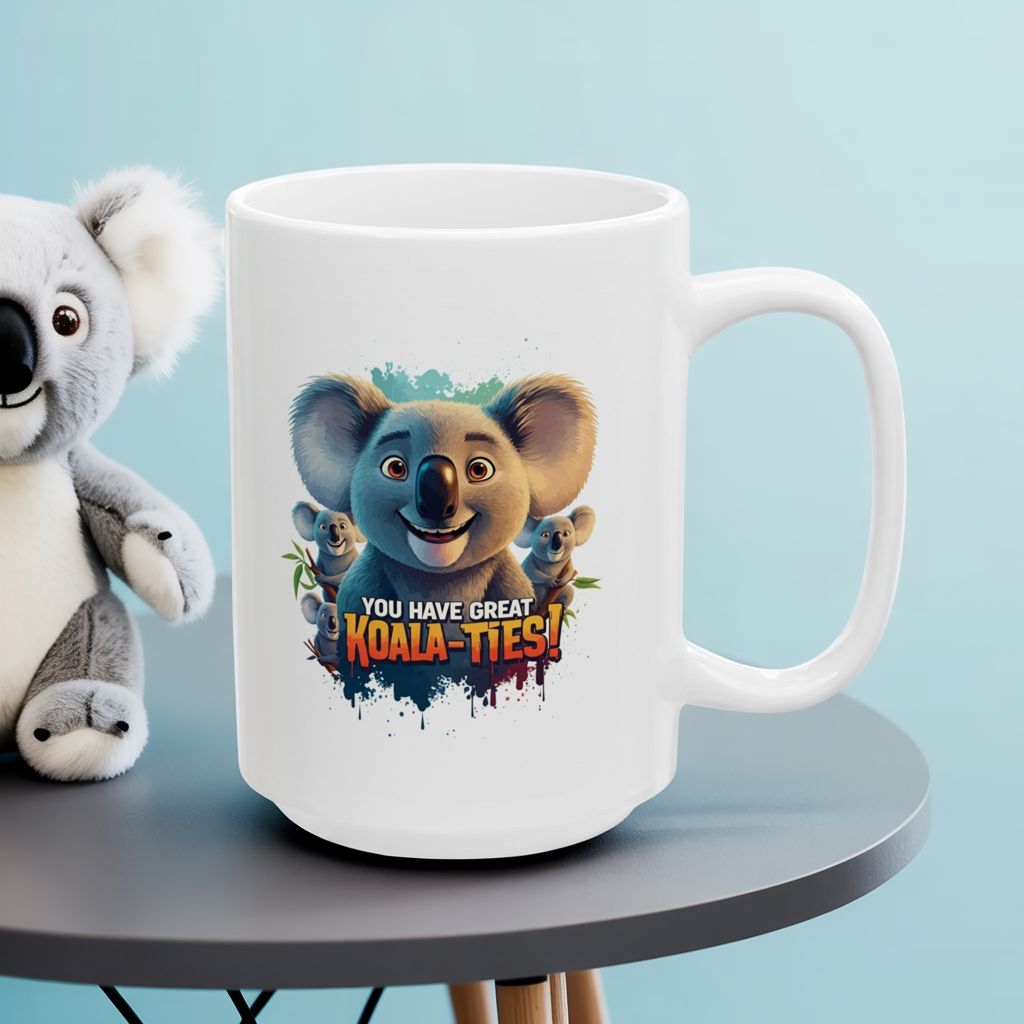 You Have Great Koala-ties Mug | Cute Koala Pun Coffee Cup | Animal Lover Gift | Koala Christmas Stocking Stuffer | Cute Punny Mug