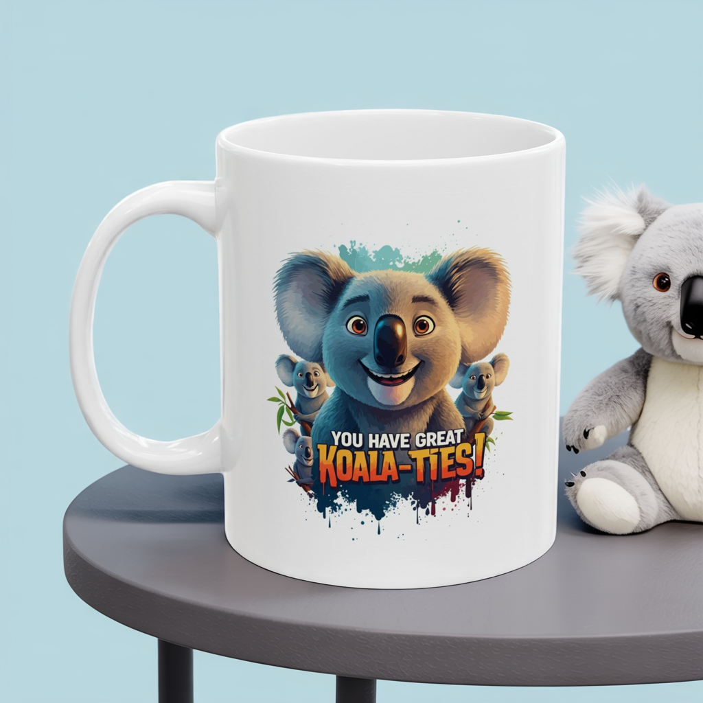 You Have Great Koala-ties Mug | Cute Koala Pun Coffee Cup | Animal Lover Gift | Koala Christmas Stocking Stuffer | Cute Punny Mug