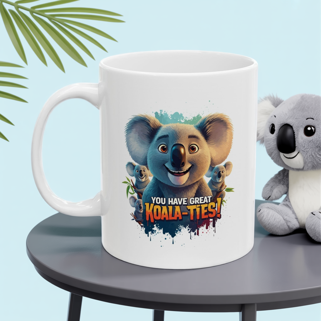 You Have Great Koala-ties Mug | Cute Koala Pun Coffee Cup | Animal Lover Gift | Koala Christmas Stocking Stuffer | Cute Punny Mug