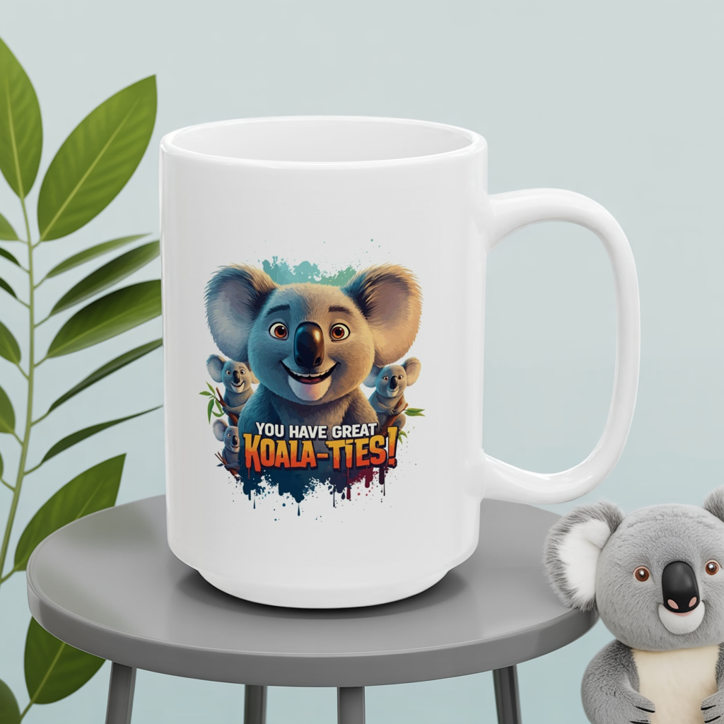 You Have Great Koala-ties Mug | Cute Koala Pun Coffee Cup | Animal Lover Gift | Koala Christmas Stocking Stuffer | Cute Punny Mug